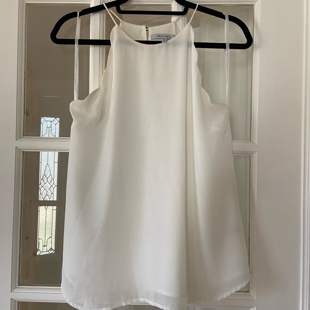 Naked Zebra White Sleeveless Blouse Size Small